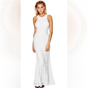 Guess XS Sleeveless Lexi Lace Maxi Dress White $128